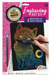 GRAFIX Duhový škrabací obrázek Kočka