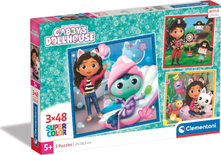 CLEMENTONI Puzzle Gábinin kouzelný domek 3x48 dílků