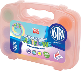 ASTRA Temperové barvy 12 x 20 ml pastelové, v plastovém kufříku (růžový)
