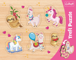 TREFL Vkládačka Jednorožci, lamy a lenochodi