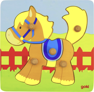 GOKI Dřevěná vkládačka Koník 5 dílků