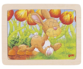 GOKI Dřevěné puzzle Králík 24 dílků