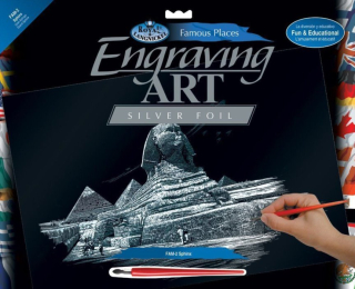 Stříbrný škrabací obrázek Sfinga - velký