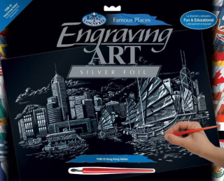 Stříbrný škrabací obrázek Hong Kong - velký
