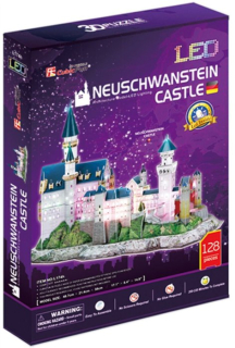 CUBICFUN Svítící 3D puzzle Zámek Neuschwanstein 128 dílků