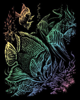 Duhový škrabací obrázek Tropické ryby