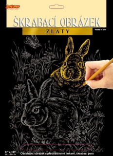 ARTLOVER Škrabací obrázek (zlatý) - Králíčci