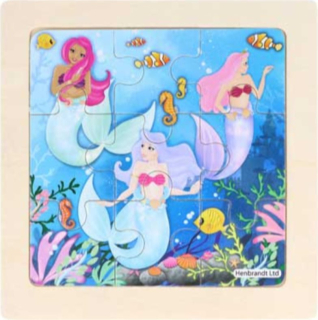 Dřevěné puzzle Mořské víly 9 dílků