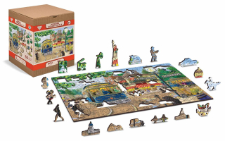 WOODEN CITY Dřevěné puzzle Viktoriánská ulice 2v1, 400 dílků EKO