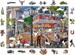 WOODEN CITY Dřevěné puzzle Hlavní ulice 2v1, 505 dílků EKO