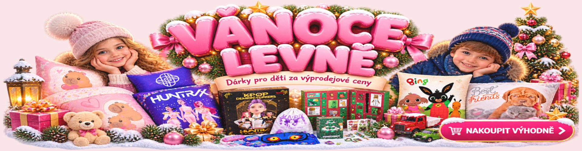 Vánoce levně – vánoční dárky pro děti, hračky a dětské povlečení ve výprodeji Obchůdku Rozárka
